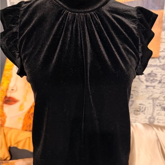 Olive + Oak Elegant Black Velvet Women's Top - Picture 6 of 8